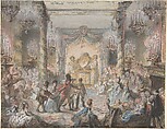 Theatrical Divertissement Offered at a Gala Evening Party, Attributed to Gabriel de Saint-Aubin (French, Paris 1724–1780 Paris), Pen and brown ink, watercolor and gouache.