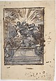 Design for a  Monument, attributed to Gabriel de Saint-Aubin (French, Paris 1724–1780 Paris), Pen and brown ink, brush and brown wash, heightened with white over black chalk
