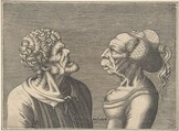 Two Grotesque Heads, Hans Liefrinck Netherlandish, Engraving