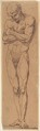 Nude Study, Anonymous, Italian, early 19th century Italian, Pen and brown ink on tracing paper