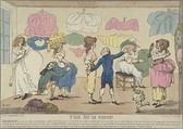 The Bum Shop, R. Rushworth British, Hand-colored etching