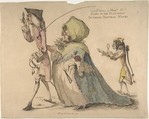 Long Thomas and Mad-le G-d Going to the Pantheon in Their Natural Masks, William Austin  British, Hand-colored etching