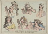 Six Stages of Mending a Face, Dedicated with respect to the Right Hon-ble. Lady Archer, Thomas Rowlandson British, Hand-colored etching