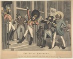 The Rival Whiskers, Theodore Lane British, Hand-colored aquatint