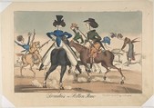 Dandies in Rotten Row, William Heath ('Paul Pry')  British, Hand-colored etching