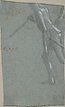 Saint Jerome (recto); Soldier with a Spear (verso), Vittore Carpaccio (Italian, Venice 1460/66?–1525/26 Venice), Brush with black ink and gray wash, over traces of black chalk or charcoal, highlighted with white gouache on blue paper (recto); black chalk, highlighted with white gouache, with some brush and gray wash (verso)