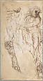 Perseus Beheading Medusa (recto); Studies of a Child and Ornament Sketches (verso), Annibale Carracci (Italian, Bologna 1560–1609 Rome), Pen and brown ink, brush and brown wash, over black chalk or charcoal, scribbles in a darker brown ink at upper right (recto); pen and brown ink, brush and brown wash (verso)