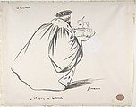 The Barman:  The Colonel's Drink. Caricature of Criminal Court Judge, Alphonse Bard, Jean-Louis Forain (French, Reims 1852–1931 Paris), Brush and ink
