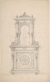 Design for a Cabinet in Moorish Style, Anonymous, French, 19th century, Graphite, with framing lines in graphite