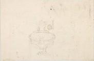 Design for a Vase (recto); Sketch of Small Vase (verso), Jacques François Joseph Saly (French, Valenciennes 1717–1776 Paris), Pen and brown ink over graphite (recto); graphite (verso)