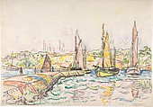 Concarneau, Paul Signac (French, Paris 1863–1935 Paris), Black chalk and watercolor