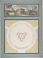 Project for a Temple Dedicated to the Trinity, Elevation and Plan, Jean Nicolas Sobre (French), Elevation: pen and black ink with watercolor over black chalk underdrawing 
Plan: Pen and black ink with pink and pale green wash over faint black chalk underdrawing