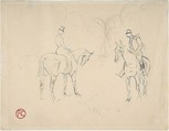 A Woman and a Man on Horseback, Henri de Toulouse-Lautrec (French, Albi 1864–1901 Saint-André-du-Bois), Blue crayon, graphite