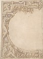 Design for One Half of an Ornamental Border, Anonymous, French, School of Fontainebleau, 16th century, Pen and brown ink, brush and lavender and brown wash, over black chalk