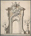 Design for Festival Architecture for an Entry into Paris for the King of Sweden, Frederick I of Hesse, Guillaume Thomas Raphaël Taraval (French, Paris 1701–1750 Stockholm), Pen and gray ink, brush and brown wash over graphite
