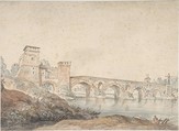 Ponte Molle, Rome, Attributed to Joseph Vernet (French, Avignon 1714–1789 Paris), Watercolor