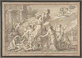 Allegory of the Arts, Joseph Marie Vien  French, Pen and black ink, brush and brown wash, over faint black chalk underdrawing