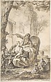 Young Father Distressed by His Growing Family, Louis Joseph Watteau, called Watteau de Lille (French, Valeciennes 1731–1798 Lille), Pen and brownish-gray ink, brush and brown wash over black chalk. A horizontal strip 1.5 cm in height has been added at lower margin and the drawing continued in the same hand.