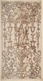 Panel of Ornament, Anonymous, French, 17th century, Pen and brown ink, over red chalk.
