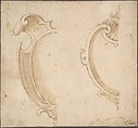 Design for Two Cartouches, Anonymous, French, 16th century, Pen and brown ink, brush and brown wash