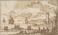 Coast Scene, Anonymous, French, 17th century, Pen and brown ink