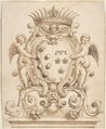Heraldic Design for Henry IV and Marie de Medici (?), Anonymous, French, 17th century, Pen and brown ink.