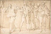 A Theatrical Scene, Anonymous, French, 17th century, Pen and brown ink, brush and brown wash