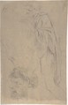 Figure Studies, Attributed to Anonymous, French, 17th century, Black chalk with traces of white chalk on brownish paper