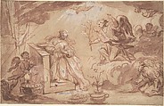 The Annunciation, Anonymous, French, 16th century, Pen and red and brown ink, red and brown wash, heightened with white.