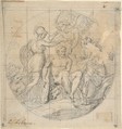 The Choice of Hercules, Anonymous, French, 17th century, Black chalk, squared