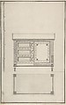 Design for a Chest of Drawers, Anonymous, French, 18th century, Pen and black and gray ink, brush and gray wash.