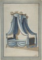 Design for a Canopy Bed, Anonymous, French, 18th century, Watercolor over graphite