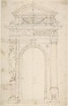 Two Alternate Designs for Triumphal Arch, Anonymous, French, 18th century, Pen and brown ink; on verso, pen and brown ink.