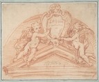Design for a Pediment, Anonymous, French, 18th century, Red chalk