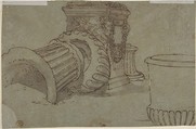Landscape, Anonymous, French, 17th century, Pen and brown ink touched with Chinese white on tinted paper