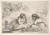 Two Women in a Landscape, Baron Dominique Vivant Denon (French, Givry 1747–1825 Paris), Etching