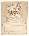 Design for a tomb, Pieter Verbruggen the Younger Flemish, Pen and brown ink, over red chalk, brown and gray wash