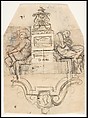 Design for a sepulchral monument; verso: Design for a monument, Pieter Verbruggen the Younger (Flemish, Antwerp 1648–1691 Antwerp), Pen and brown ink, over red chalk and black chalk or graphite, brown and brownish yellow wash; verso: pen and brown ink, black chalk