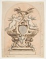 Design for a reliquary, Pieter Verbruggen the Younger Flemish, Pen and brown ink, brown and gray wash, red chalk, over black chalk