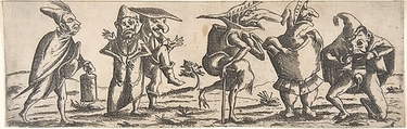 Procession of Monstrous Figures, Wendel Dietterlin, the Younger German, Etching, frieze 1 of 8 plates