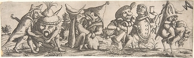 Procession of Monstrous Figures, Wendel Dietterlin, the Younger (German, active Strasbourg ca. 1614–69), Etching, frieze of 8 plates