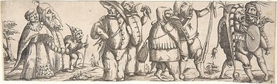 Procession of Monstrous Figures, Wendel Dietterlin, the Younger (German, active Strasbourg ca. 1614–69), Etching, frieze of 8 plates