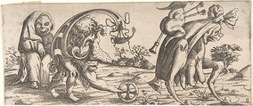 Procession of Monstrous Figures, Wendel Dietterlin, the Younger (German, active Strasbourg ca. 1614–69), Etching, frieze of 8 plates