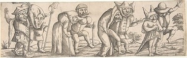 Procession of Monstrous Figures, Wendel Dietterlin, the Younger (German, active Strasbourg ca. 1614–69), Etching, frieze of 8 plates