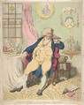 A Voluptuary Under the Horrors of Digestion, James Gillray  British, Hand-colored etching