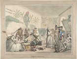 French Barracks, Thomas Rowlandson  British, Hand-colored etching and aquatint