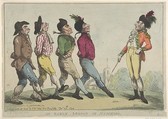 An Early Lesson of Marching, Thomas Rowlandson (British, London 1757–1827 London), Hand-colored etching