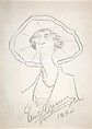 Caricature of a Woman in a Large Hat, Enrico Caruso Italian, Graphite