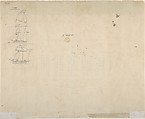 Design for Stem of a Ship, Anonymous, French, 18th century, Pen and brown ink, brush and brown wash, watercolor, and graphite; on verso, graphite.  Framing lines in pen and brown ink.