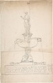 Sketch of Fountain, Anonymous, French, 18th century, Graphite, pen and black ink